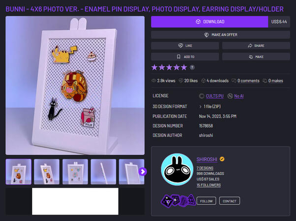 Click image to see Bunni 4x6" on Cults3D